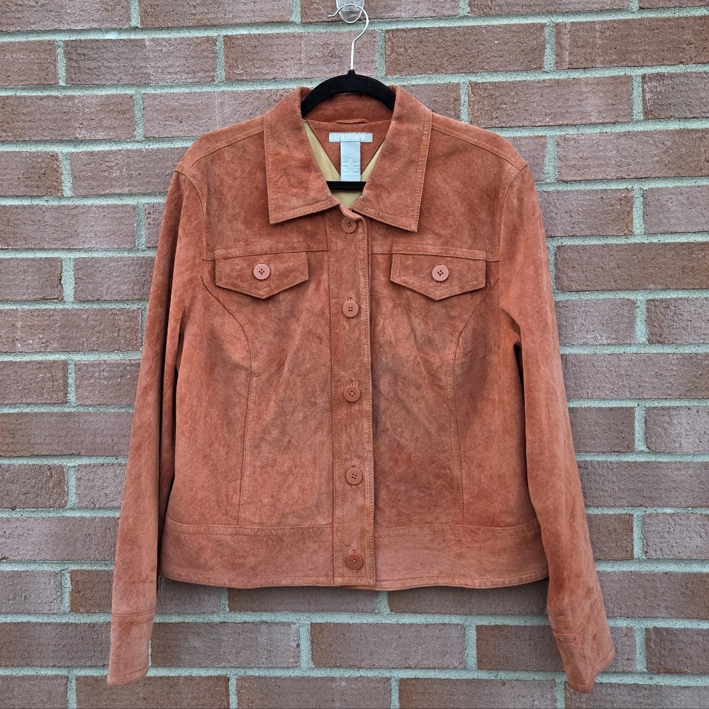 Fieldgear Suede Leather Jacket Orange Rust Sizd XL